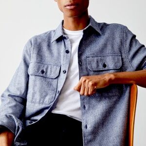 Todd Snyder Brushed Flannel Utility Shirt. Blue/grey twill. Mens M, very soft!